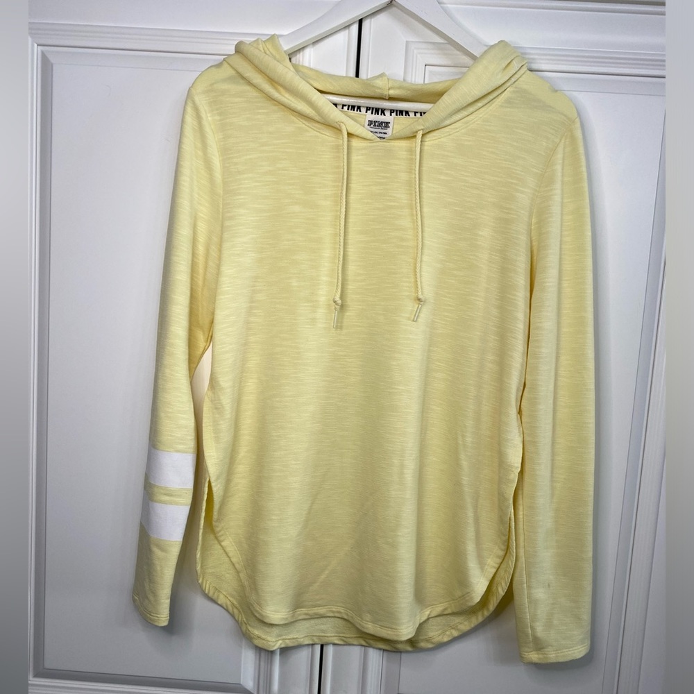 NWOT VS PINK Size Small Yellow Hoodie Oversized and Baggy Shirt Top